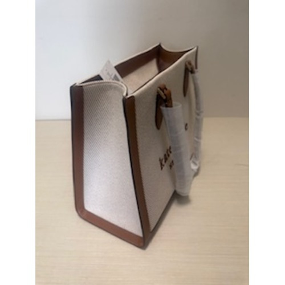 Kate Spade Ellie Large Tote Bag Canvas Brown Leather Shoulder Bag KF508 - Picture 5 of 9